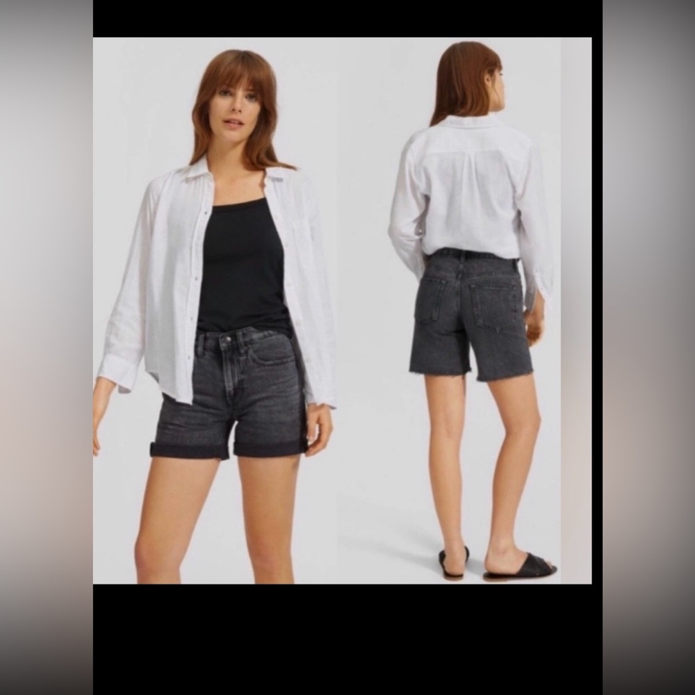 Everlane “the Denim Shorts” High Rise Rigid Cotton faded black Wash  Size 23